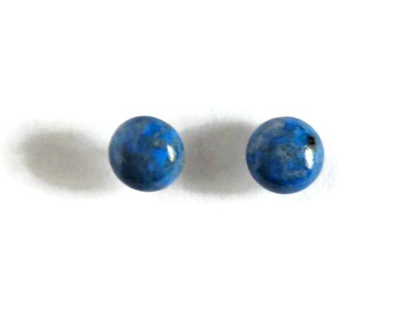 Denim lapis post earrings front view