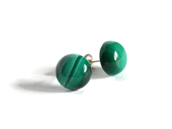 Malachite earrings side view